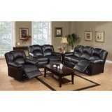 English Elm 3 Seats Bonded Leather Manual Motion Reclining Sofa In Black