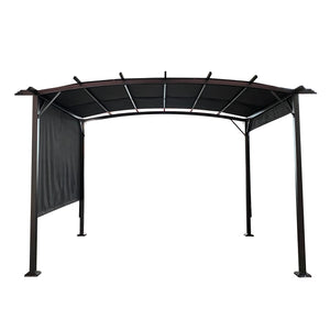 English Elm 12 Outdoor Pergola 12 x 9 Ft Retractable Steel Gazebo with Adjustable Canopy, Rust-Resistant Shade Shelter Gray W419S00042