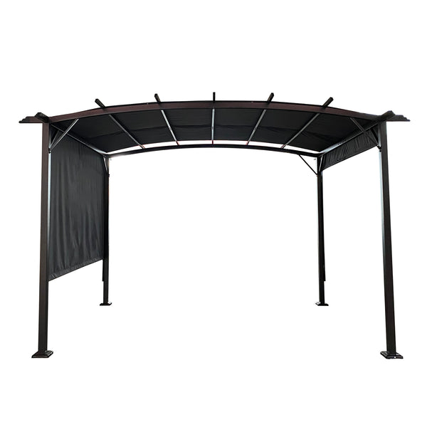 English Elm 12 Outdoor Pergola 12 x 9 Ft Retractable Steel Gazebo with Adjustable Canopy, Rust-Resistant Shade Shelter Gray W419S00042