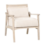 Upholstered Accent Chair with Round Rattan Back and Lumbar Pillow