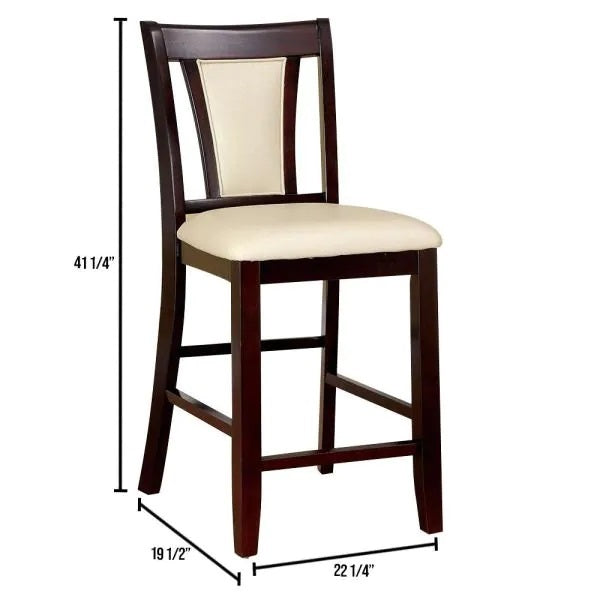 English Elm Contemporary Dark Cherry & Ivory Counter Height Chairs Set of 2 — Solid Wood, Padded Leatherette Seats, 41.25" HContemporary Dark Cherry & Ivory Counter Height Chairs Set of 2 — Solid Wood, Padded Leatherette Seats, 41.25" H B01182193