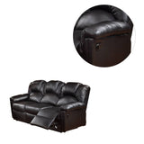 English Elm 3 Seats Bonded Leather Manual Motion Reclining Sofa In Black