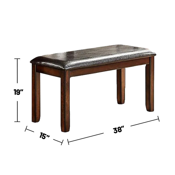 English Elm Modern Rubber Wood 6-Piece Dining Set with Bench and 4 Padded Chairs, Rectangular Brown Finish, Durable Comfort B01682188