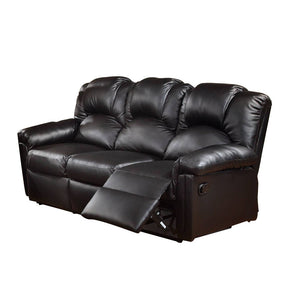 English Elm 3 Rugged Bonded Leather Manual Reclining Sofa Black with Memory Foam, Padded Arms, Baseball Stitching Comfort B01682189