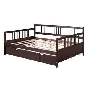 English Elm Full Size Pine Wood Daybed with Pull Out Twin Trundle for Guest or Living Room WF295131AAP
