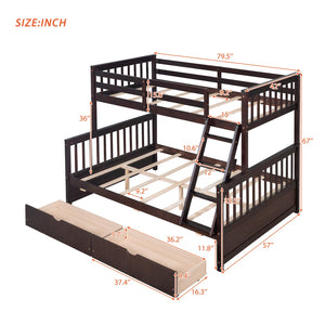 English Elm Twin-over-full Bunk Bed Solid Pine Frame Espresso Finish with Under Drawer Storage LT000065AAP