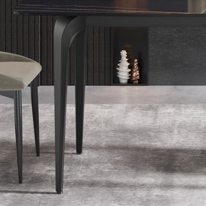 English Elm 63"Modern Sculptural Artificial Stone Dining Table With Black Curved Metal Legs For 6 People W1535S00156