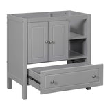 English Elm 30" Bathroom Vanity Base Only, Solid Wood Frame, Bathroom Storage Cabinet With Doors and Drawers, Grey