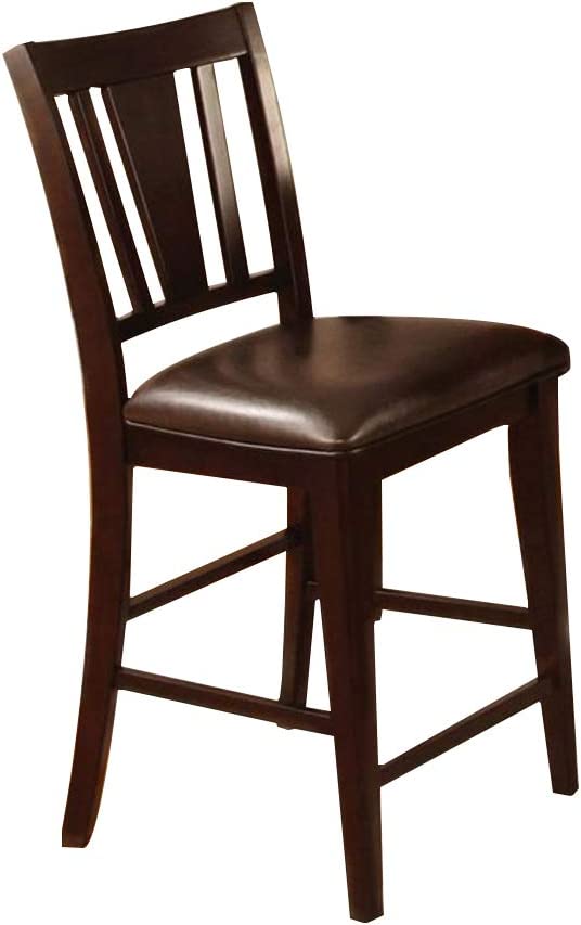 English Elm Set of 2 Side Chairs Dark Finish Solid Wood Frame Padded Leatherette Seats Transitional Dining Elegance Espresso 43 L x 19 W x 12 H B01182198