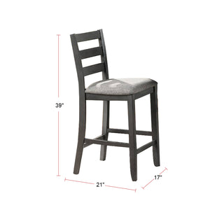 English Elm 5 Elegant 5-Piece Counter Height Dining Set Grey Upholstered High Chairs Square Table with Shelf B01682319