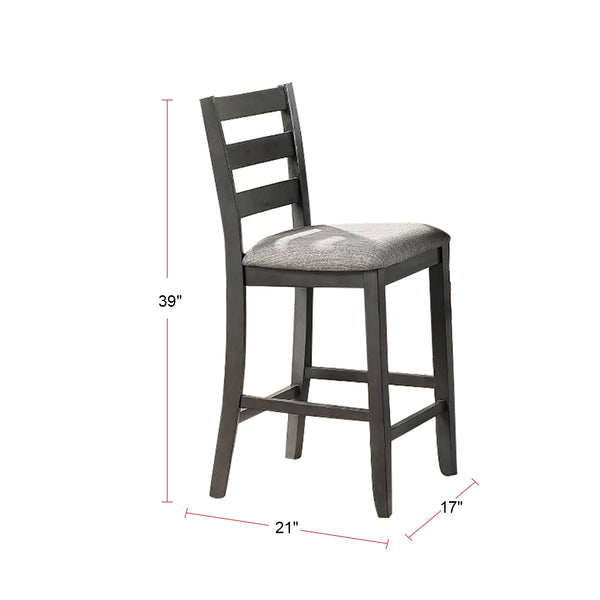 English Elm 5 Elegant 5-Piece Counter Height Dining Set Grey Upholstered High Chairs Square Table with Shelf B01682319