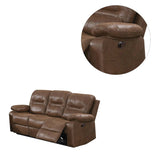 English Elm Brown Breathable Leatherette Manual Motion Sofa With Metal Reclining Mechanism and Pine Frame