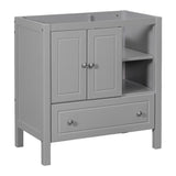 English Elm 30" Bathroom Vanity Base Only, Solid Wood Frame, Bathroom Storage Cabinet With Doors and Drawers, Grey