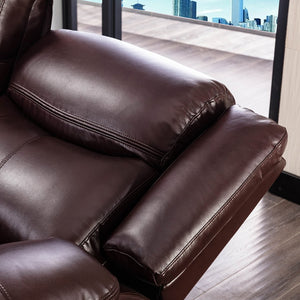 English Elm Breathable Leather Manual Reclining Loveseat - Dark Brown Elegance With Comfort & Storage Solutions W79182370