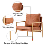 English Elm Pu Leather Accent Arm Chair Mid Century Modern Upholstered Armchair With Imitation Solid Wood Color Metal Frame Extra-Thick Padded Backrest and Seat Cushion Sofa Chairs For Living Room Sf-010