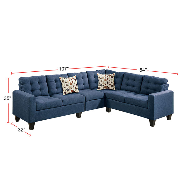 English Elm 4 Piece Polyfiber Modular Sectional Sofa Navy – Plush Contemporary 4-Piece Set with Tufted Stitching, Pillows and Versatile Layout B016S00001