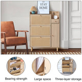 English Elm Modern Minimalist Storage Cabinet Mdf Bed Top Cabinet Japanese Rattan Shoe Cabinet, Small Home Furniture. Suitable For Hallways and Living Rooms