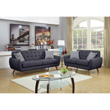 English Elm 2 Piece Polyfiber Upholstered Sofa and Loveseat Set In Ash Black