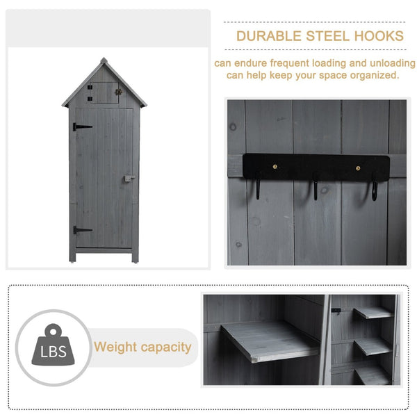 English Elm 30.3"l Solid Fir Outdoor Storage Shed with Barn Roof and Three Tool Compartments W1422P285895