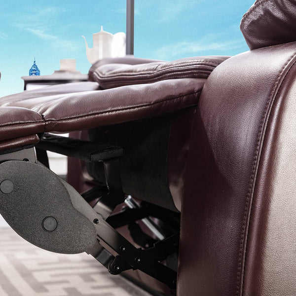 English Elm Breathable Leather Manual Reclining Sofa - Dark Brown, Stylish Comfort For Your Living Room Retreat W79182371