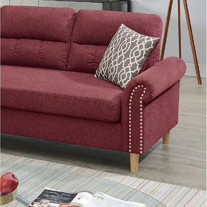 English Elm Velvet Reversible Sectional Sofa Paprika Red with Tufted Back, Rolled Arms & Nailhead Trim, Durable Frame B01682327