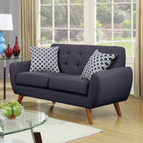 English Elm 2 Piece Polyfiber Upholstered Sofa and Loveseat Set In Ash Black