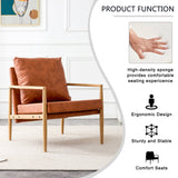 English Elm Pu Leather Accent Arm Chair Mid Century Modern Upholstered Armchair With Imitation Solid Wood Color Metal Frame Extra-Thick Padded Backrest and Seat Cushion Sofa Chairs For Living Room Sf-010