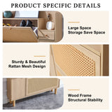 English Elm Modern Minimalist Storage Cabinet Mdf Bed Top Cabinet Japanese Rattan Shoe Cabinet, Small Home Furniture. Suitable For Hallways and Living Rooms