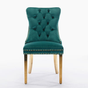 English Elm A&A Velvet Tufted Dining Chair with Nailhead Trim and Solid Wood Frame, Plush Upholstery, Luxe Look Green W114366430