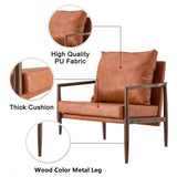 English Elm Pu Leather Accent Arm Chair Mid Century Modern Upholstered Armchair With Imitation Solid Wood Walnut Color Metal Frame Extra-Thick Padded Backrest and Seat Cushion Sofa Chairs For Living Room Sf-010