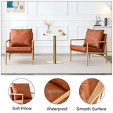 English Elm Pu Leather Accent Arm Chair Mid Century Modern Upholstered Armchair With Imitation Solid Wood Color Metal Frame Extra-Thick Padded Backrest and Seat Cushion Sofa Chairs For Living Room Sf-010