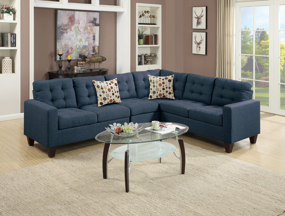 English Elm 4 Piece Polyfiber Modular Sectional Sofa Navy – Plush Contemporary 4-Piece Set with Tufted Stitching, Pillows and Versatile Layout B016S00001