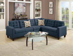 English Elm 4 Piece Polyfiber Modular Sectional Sofa Navy – Plush Contemporary 4-Piece Set with Tufted Stitching, Pillows and Versatile Layout B016S00001