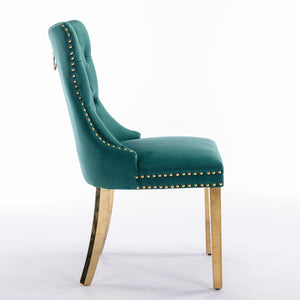 English Elm A&A Velvet Tufted Dining Chair with Nailhead Trim and Solid Wood Frame, Plush Upholstery, Luxe Look Green W114366430
