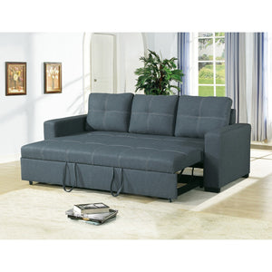 English Elm 3 Seats Polyfiber Convertible Sleeper Sofa, Blue Grey