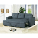 Blue Grey 3-Seat Convertible Sleeper Sofa, Polyfiber Fabric