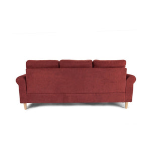 English Elm Velvet Reversible Sectional Sofa Paprika Red with Tufted Back, Rolled Arms & Nailhead Trim, Durable Frame B01682327