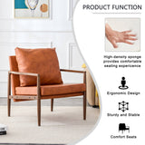 English Elm Pu Leather Accent Arm Chair Mid Century Modern Upholstered Armchair With Imitation Solid Wood Walnut Color Metal Frame Extra-Thick Padded Backrest and Seat Cushion Sofa Chairs For Living Room Sf-010