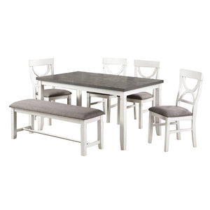 English Elm Carrol 6 Piece Wood Dining Set, White and Grey