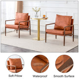 English Elm Pu Leather Accent Arm Chair Mid Century Modern Upholstered Armchair With Imitation Solid Wood Walnut Color Metal Frame Extra-Thick Padded Backrest and Seat Cushion Sofa Chairs For Living Room Sf-010