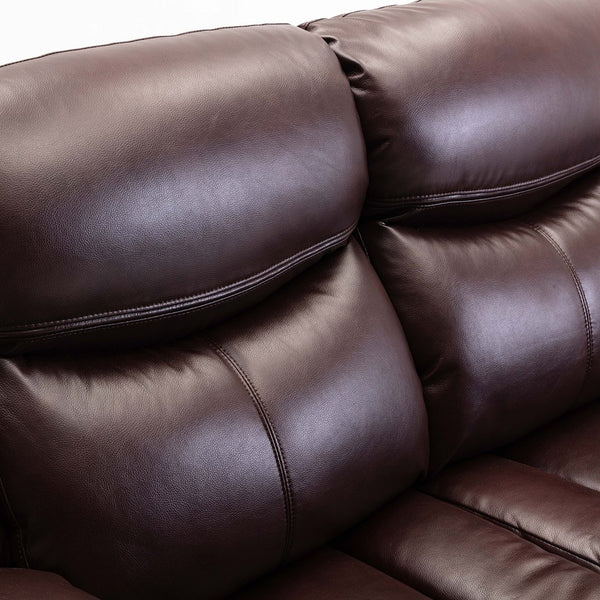 English Elm Breathable Leather Manual Reclining Sofa - Dark Brown, Stylish Comfort For Your Living Room Retreat W79182371