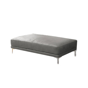 English Elm Faux Cocktail Ottoman in Antique Grey – Upholstered Faux Leather, Dense Foam Comfort, Metal Legs for Stability and Versatility B01682325