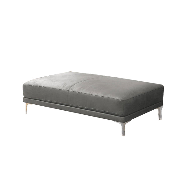English Elm Faux Cocktail Ottoman in Antique Grey – Upholstered Faux Leather, Dense Foam Comfort, Metal Legs for Stability and Versatility B01682325