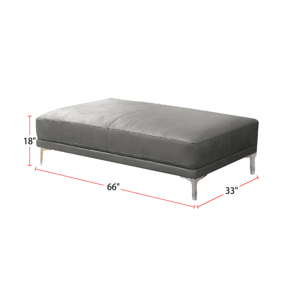 English Elm Faux Cocktail Ottoman in Antique Grey – Upholstered Faux Leather, Dense Foam Comfort, Metal Legs for Stability and Versatility B01682325