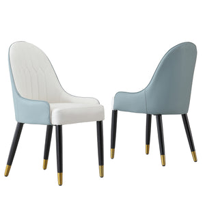 English Elm Modern Upholstered Dining Chair Set of 2 with Quilted PU Leather and Sleek Metal Legs for Comfort and Style Blue W509P167719