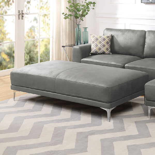 English Elm Faux Cocktail Ottoman in Antique Grey – Upholstered Faux Leather, Dense Foam Comfort, Metal Legs for Stability and Versatility B01682325