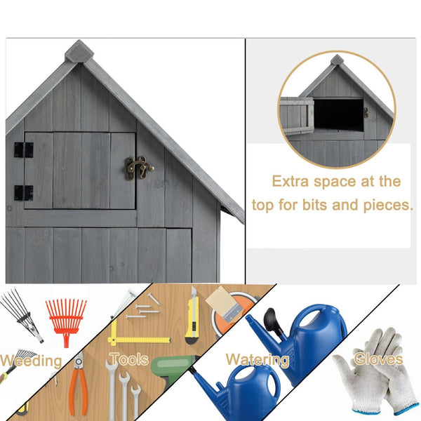 English Elm 30.3"l Solid Fir Outdoor Storage Shed with Barn Roof and Three Tool Compartments W1422P285895