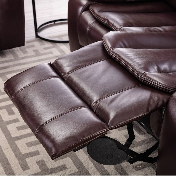 English Elm Breathable Leather Manual Reclining Sofa - Dark Brown, Stylish Comfort For Your Living Room Retreat W79182371