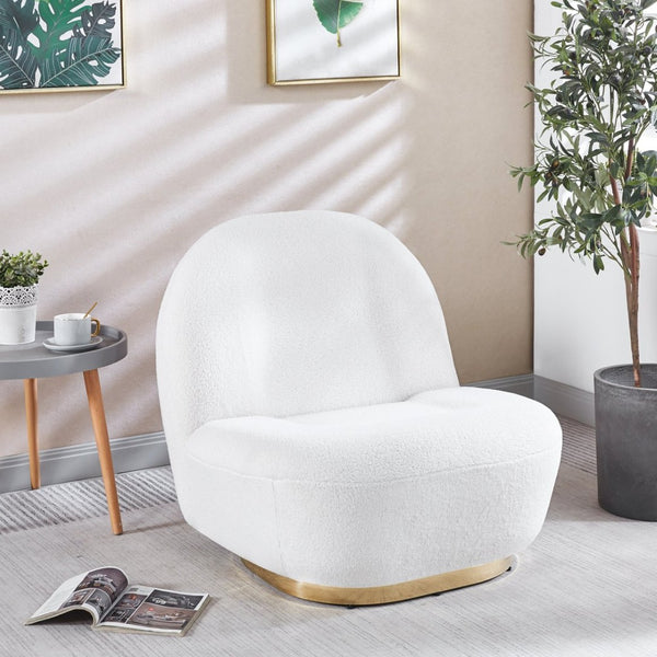 English Elm Modern Velvet Barrel Swivel Chair with Gold Steel Base for Living Room Glam W124181342