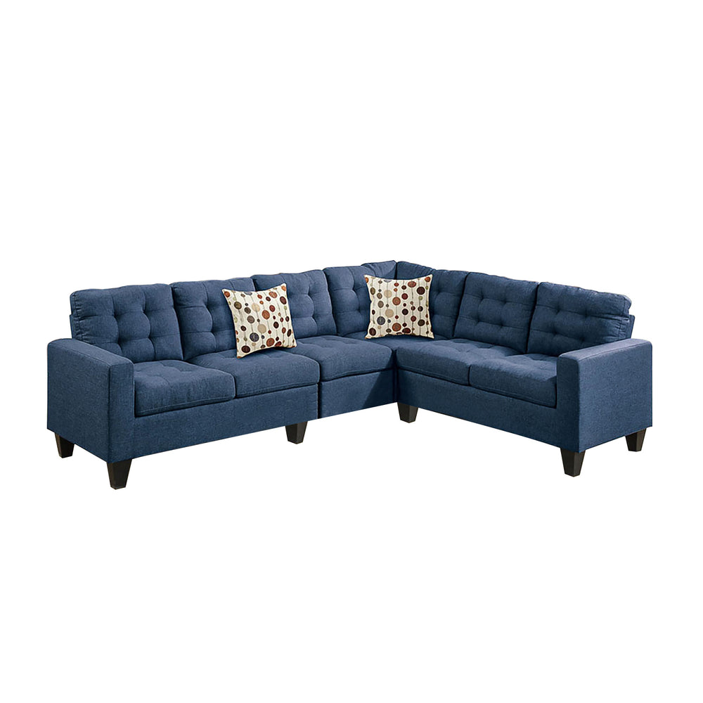 English Elm 4 Piece Polyfiber Modular Sectional Sofa Navy – Plush Contemporary 4-Piece Set with Tufted Stitching, Pillows and Versatile Layout B016S00001